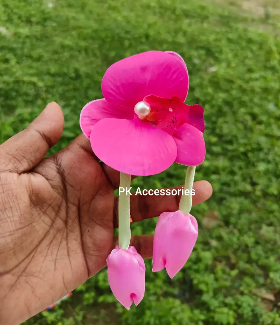 Pink orchid alligator clip 