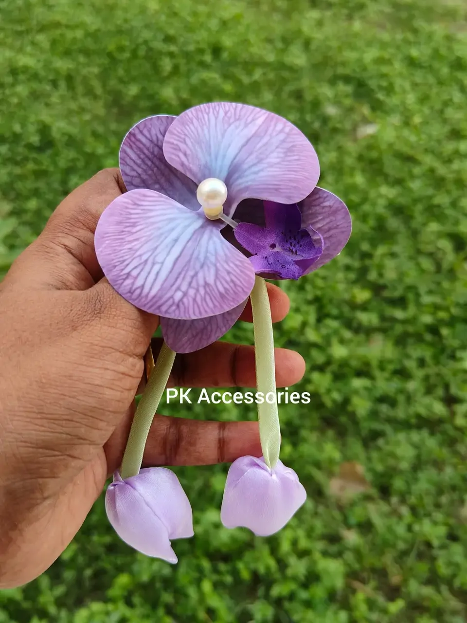Purple orchid alligator clip 